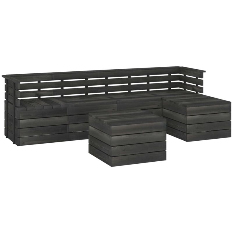 

vidaXL Muebles palets de jardín 6 pzas madera maciza pino gris oscuro - Gris