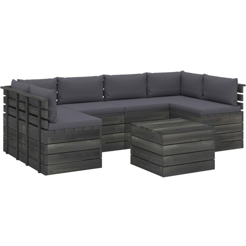 

Madera Maciza Pino Muebles de Palets para Jardín 7 Piezas Cojines Gris Antracita - Antracita - Vidaxl