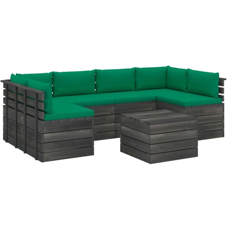 

Madera Maciza Pino Muebles de Palets para Jardín 7 Piezas Cojines Verde - Verde - Vidaxl