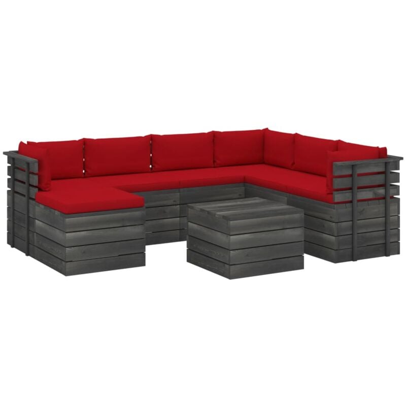 

Madera Maciza Pino Muebles de Palets para Jardín 8 Piezas Cojines Rojo - Rojo - Vidaxl