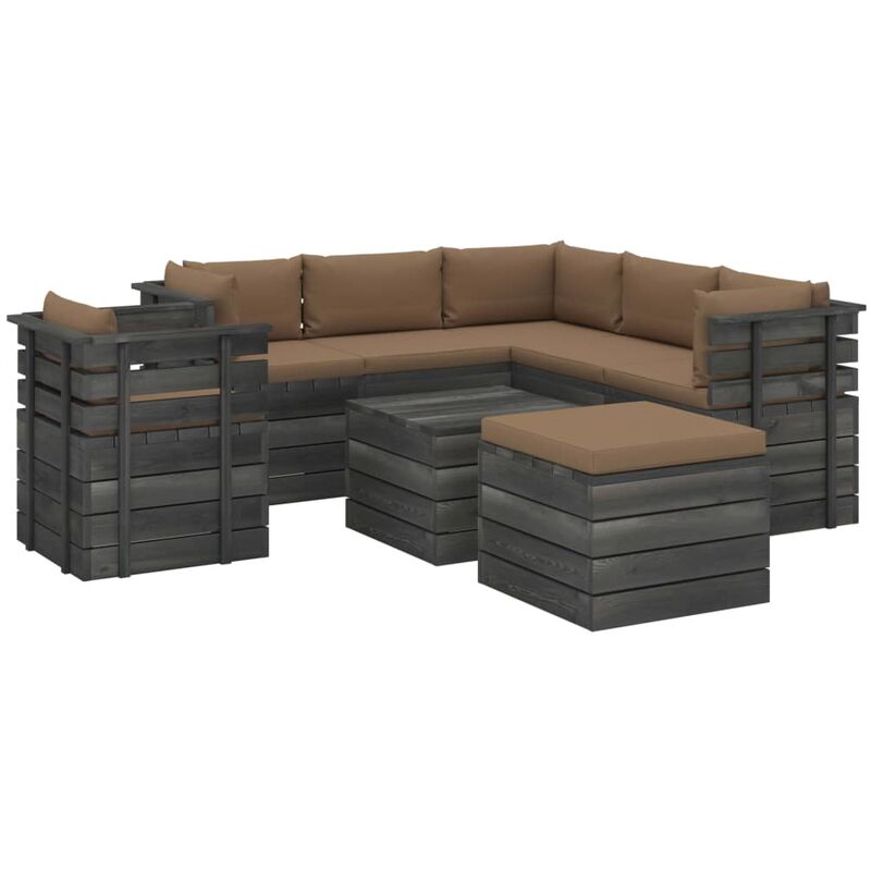 

Madera Maciza Pino Muebles de Palets para Jardín 8 Piezas Cojines Gris Taupe - Gris Topo - Vidaxl