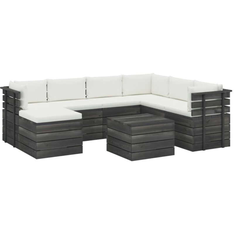 

Madera Maciza Pino Muebles de Palets para Jardín 8 Piezas Cojines Blanco Crema - Crema - Vidaxl