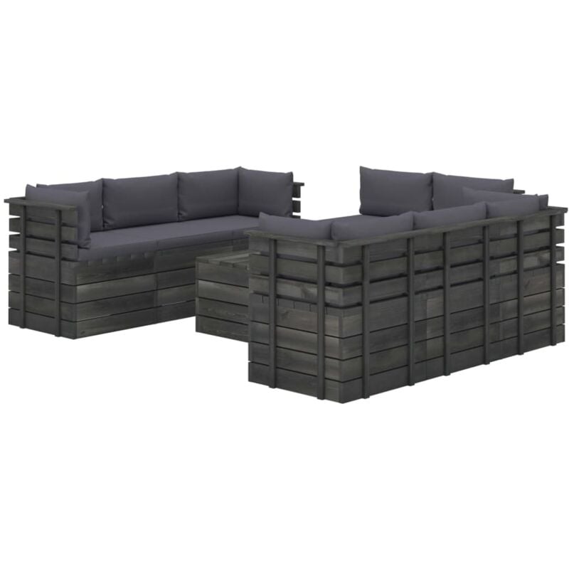 

Madera Maciza Pino Muebles de Palets para Jardín 9 Piezas Cojines Gris Antracita - Antracita - Vidaxl