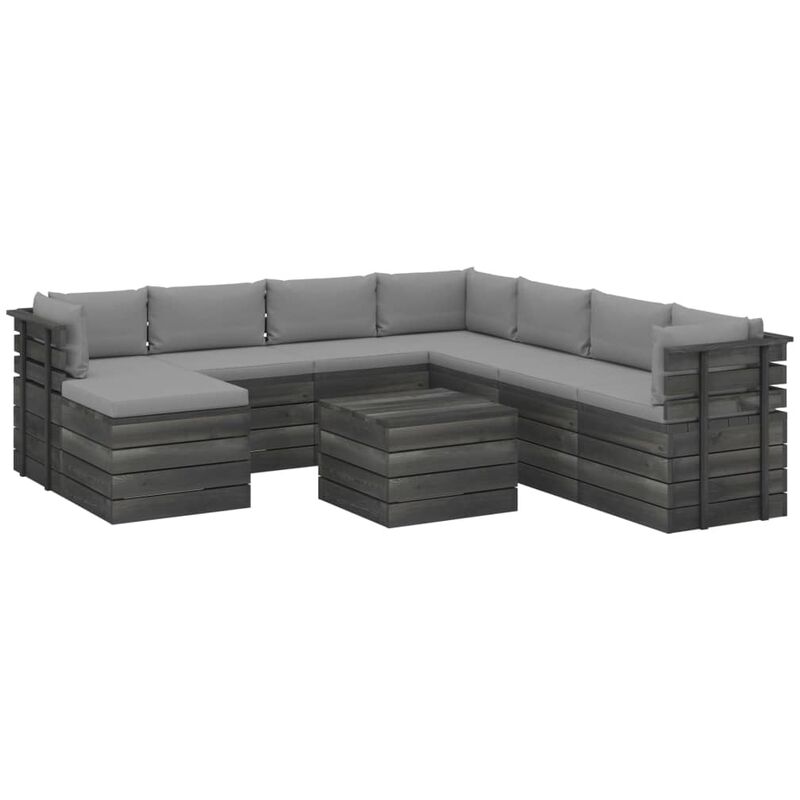 

Madera Maciza Pino Muebles de Palets de Jardín 9 Piezas Cojines Gris - Gris - Vidaxl