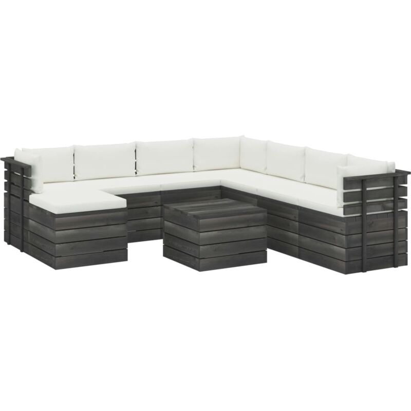 

Madera Maciza Pino Muebles de Palets de Jardín 9 Piezas Cojines Blanco Crema - Crema - Vidaxl