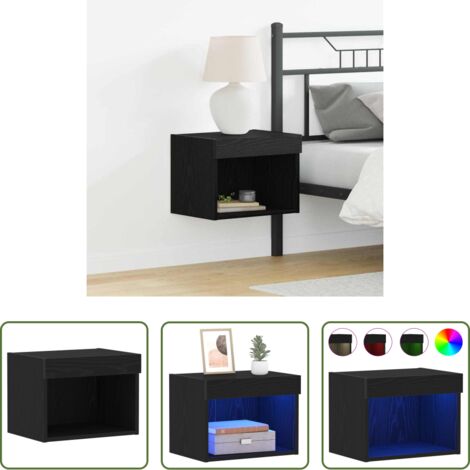vidaXL Muebles para sala -  Conjunto de mueble de TV con LED Roble Negro 40 x 30 x 30 cm