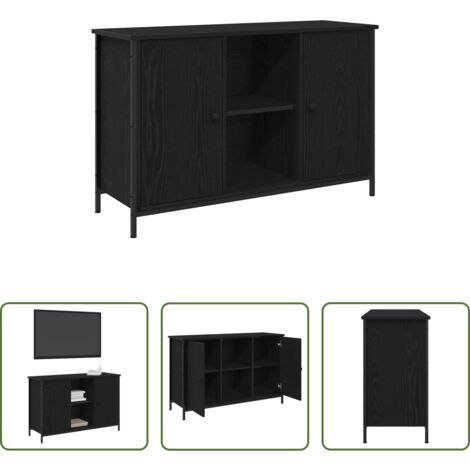 vidaXL Muebles para sala -  Conjunto de mueble de TV Roble Negro 101 x 35 x 65 cm