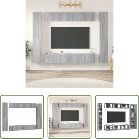 vidaXL Muebles para sala -  Set de muebles para TV 10 pzas madera contrachapada gris Sonoma