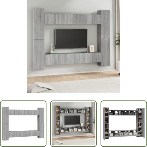 vidaXL Muebles para sala -  Set de muebles para TV 10 pzas madera contrachapada gris Sonoma