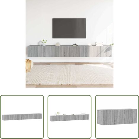 vidaXL Muebles para sala -  Set de muebles para TV 3 pzas madera contrachapada gris Sonoma