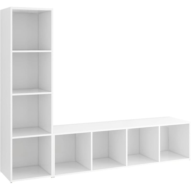 

Muebles para TV 2 uds aglomerado blanco 142,5x35x36,5 cm - Blanco - Vidaxl