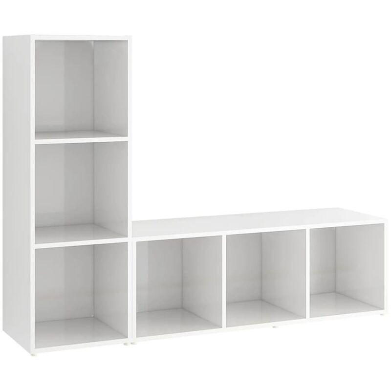 

Muebles para TV 2 uds aglomerado blanco brillante 107x35x37 cm - Blanco - Vidaxl