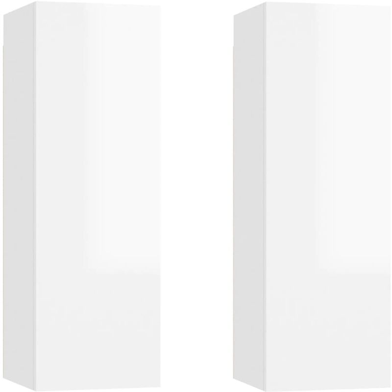 

Vidaxl - Muebles para TV 2 uds aglomerado blanco brillante 30,5x30x90 cm - Blanco