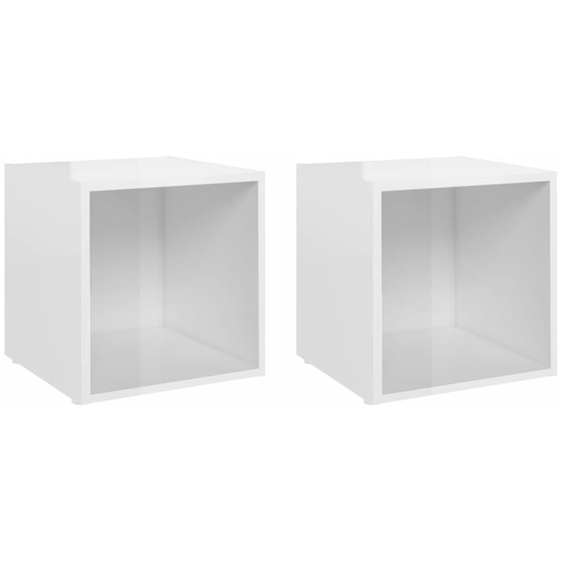 

Muebles para TV 2 uds aglomerado blanco brillante 37x35x37 cm - Blanco - Vidaxl