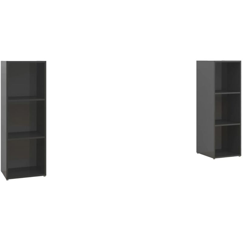 

Muebles para TV 2 uds aglomerado gris brillante 107x35x37 cm - Gris - Vidaxl