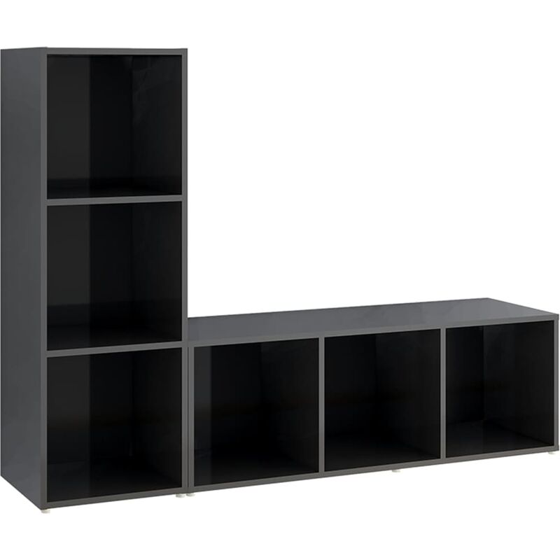 

Muebles para TV 2 uds aglomerado gris brillante 107x35x37 cm - Gris - Vidaxl