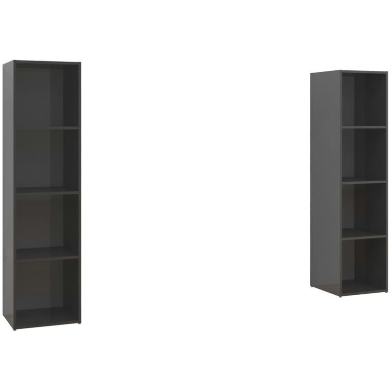 

Muebles para TV 2 uds aglomerado gris brillante 142,5x35x36,5cm - Gris - Vidaxl