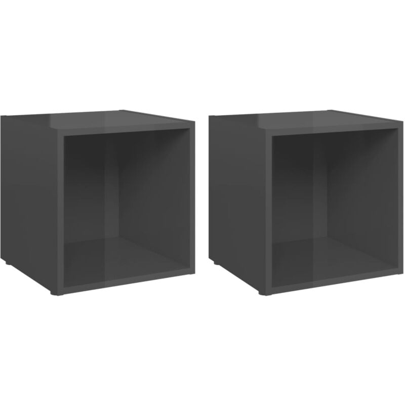 

Vidaxl - Muebles para TV 2 uds aglomerado gris brillante 37x35x37 cm - Gris