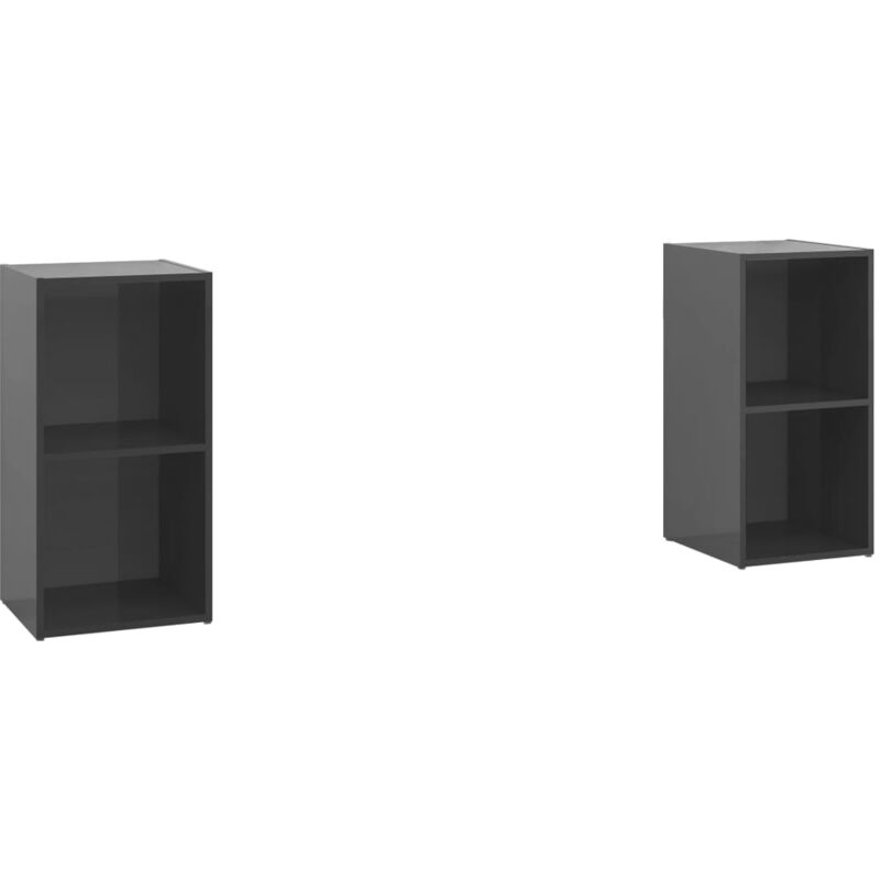 

Muebles para TV 2 uds aglomerado gris brillante 72x35x36,5 cm - Gris - Vidaxl