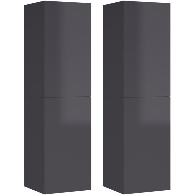 

Muebles para TV 2 uds aglomerado gris brillo 30,5x30x110 cm - Gris - Vidaxl