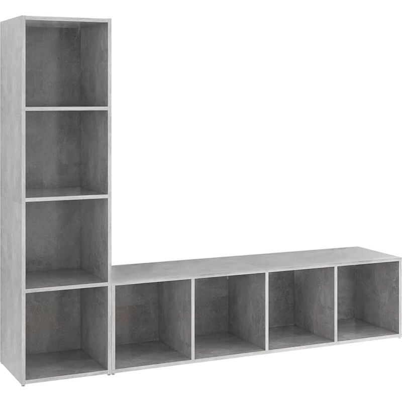 

Muebles para TV 2 uds aglomerado gris hormigón 142,5x35x36,5 cm - Gris - Vidaxl