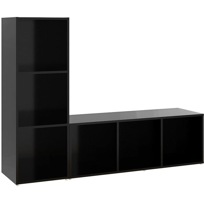 

Muebles para TV 2 uds aglomerado negro 107x35x37 cm - Negro - Vidaxl