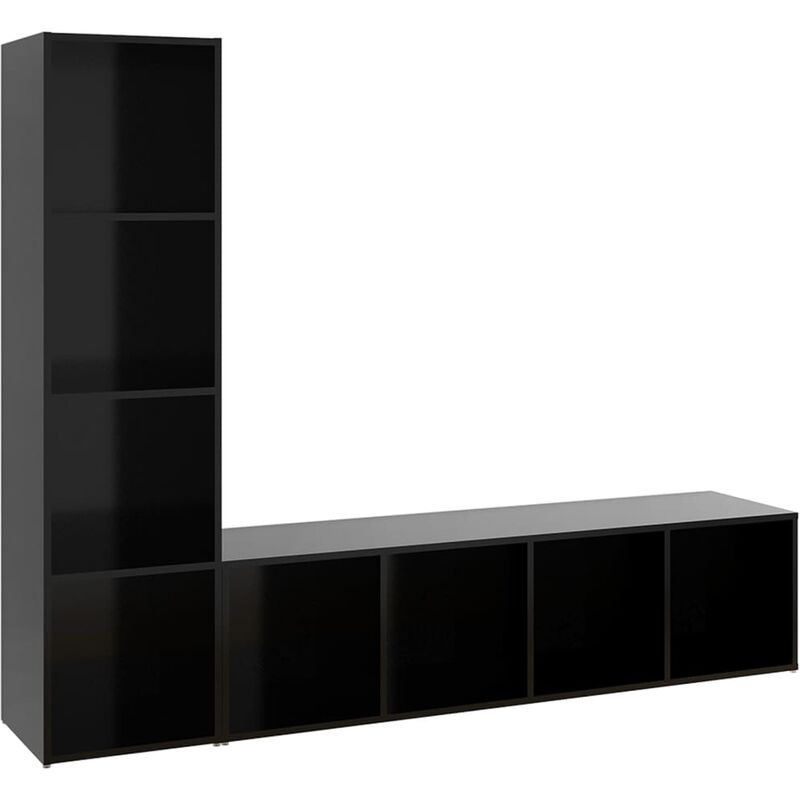 

Muebles para TV 2 uds aglomerado negro 142,5x35x36,5 cm - Negro - Vidaxl