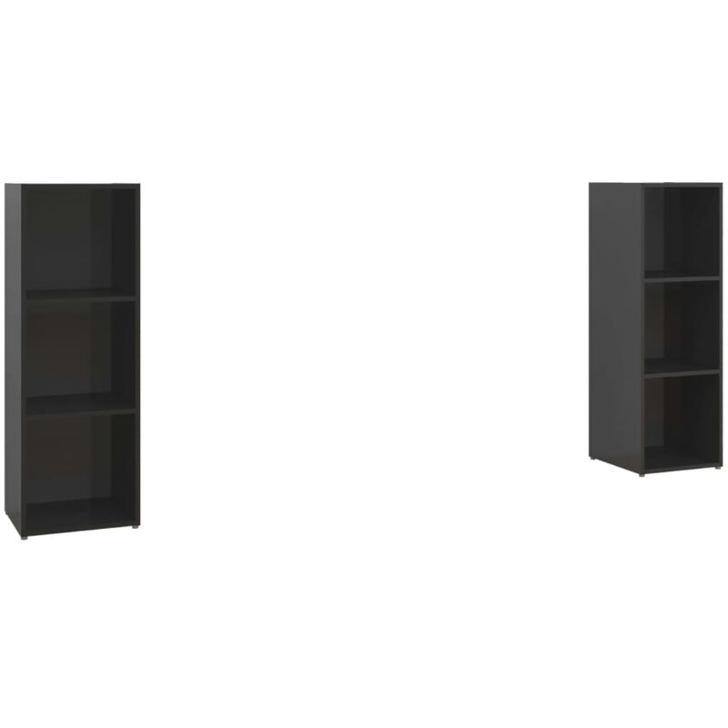 

Muebles para TV 2 uds aglomerado negro brillante 107x35x37 cm - Negro - Vidaxl