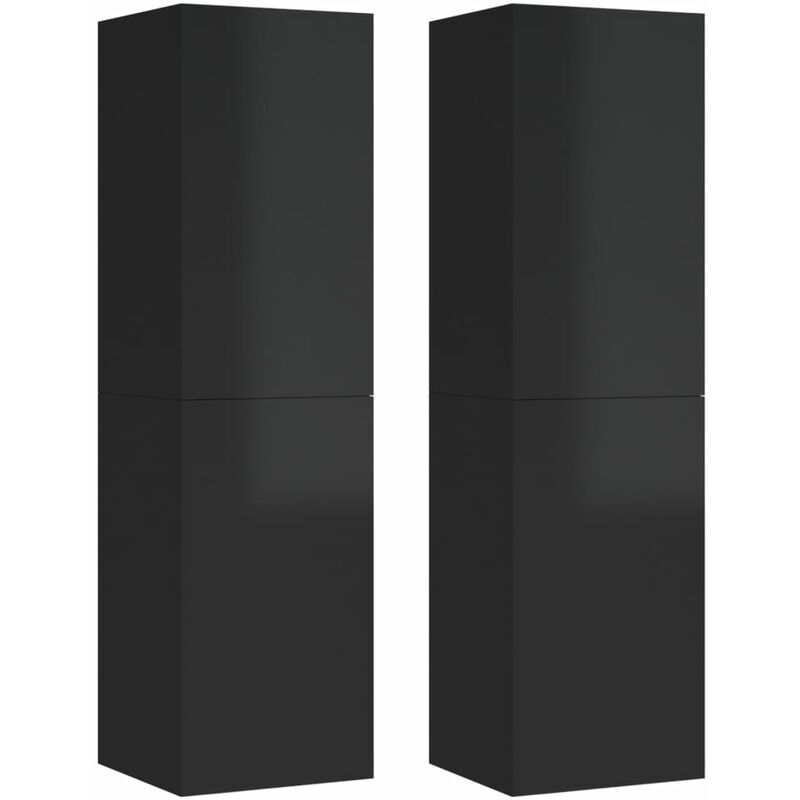 

Muebles para TV 2 uds aglomerado negro brillo 30,5x30x110 cm - Negro - Vidaxl