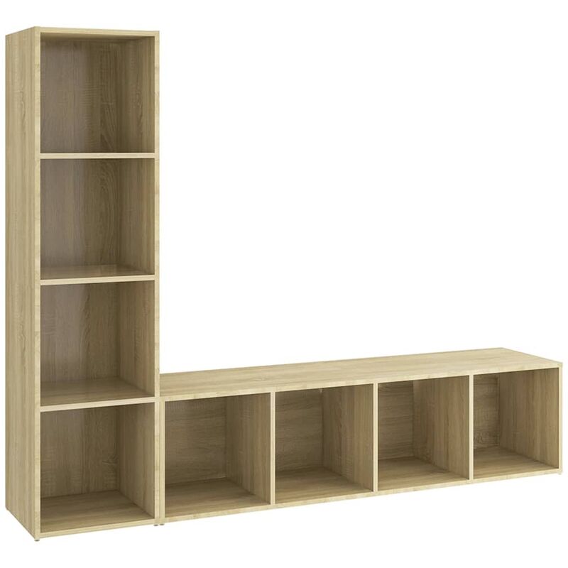 

Muebles para TV 2 uds aglomerado roble Sonoma 142,5x35x36,5 cm - Marrón - Vidaxl