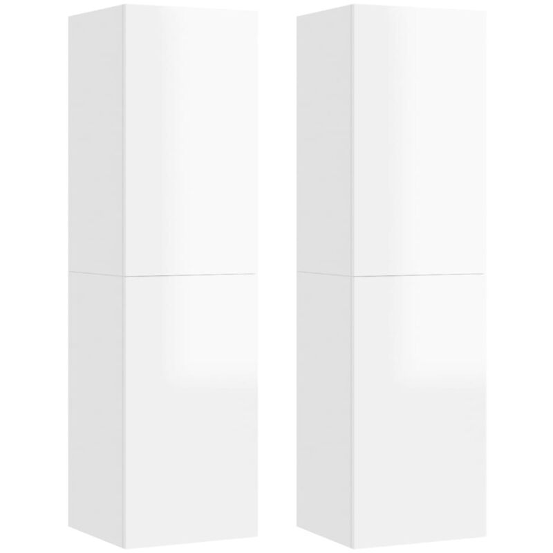 

vidaXL Muebles para TV 2 udss aglomerado blanco brillo 30,5x30x110 cm - Blanco
