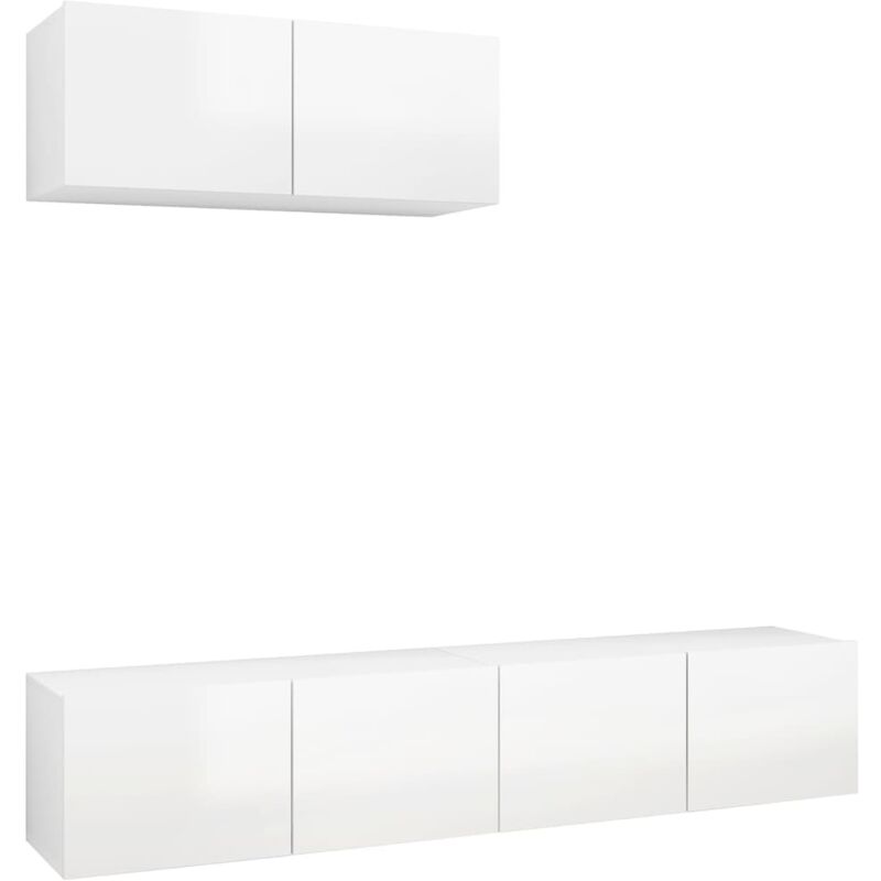 

Muebles para TV 3 piezas de aglomerado blanco brillante - Blanco - Vidaxl