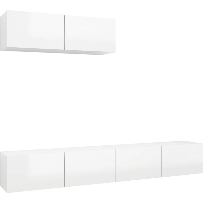

Muebles para TV 3 piezas de aglomerado blanco brillante - Blanco - Vidaxl