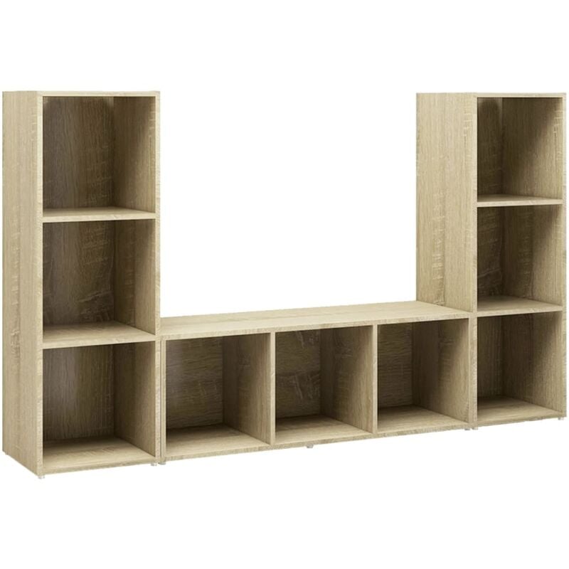 

Muebles para TV 3 uds aglomerado color roble Sonoma 107x35x37cm - Marrón - Vidaxl