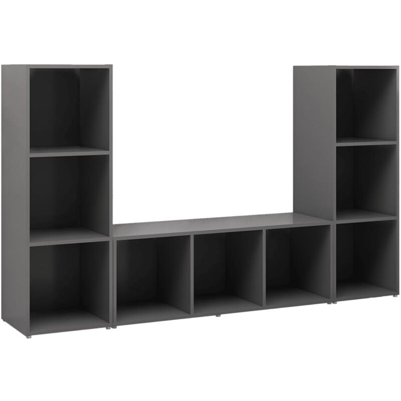 

Muebles para TV 3 uds aglomerado gris 107x35x37 cm - Gris - Vidaxl
