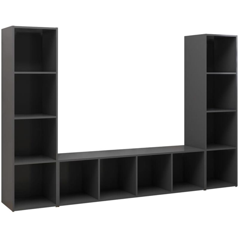 

Muebles para TV 3 uds aglomerado gris 142,5x35x36,5 cm - Gris - Vidaxl