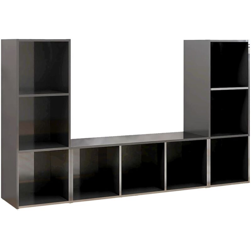 

Muebles para TV 3 uds aglomerado gris brillante 107x35x37 cm - Gris - Vidaxl