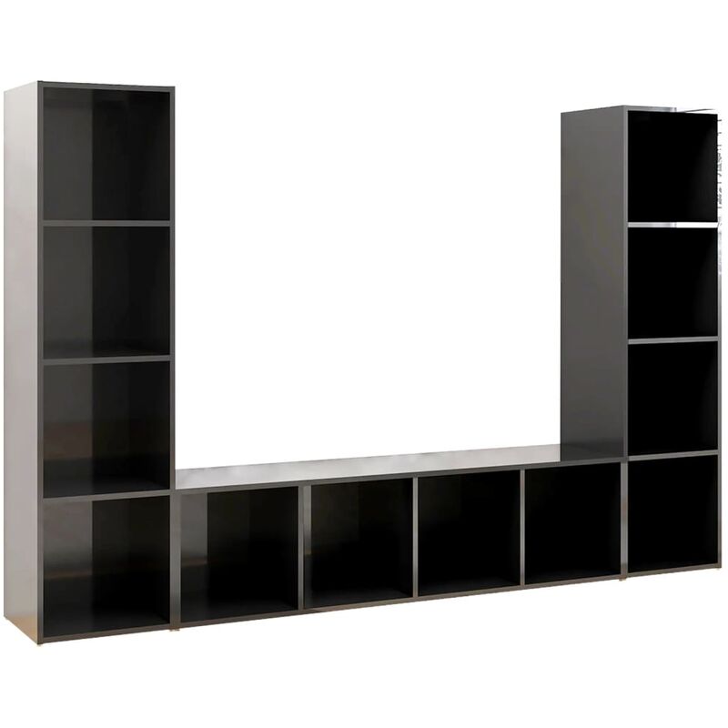 

Muebles para TV 3 uds aglomerado gris brillante 142,5x35x36,5cm - Gris - Vidaxl