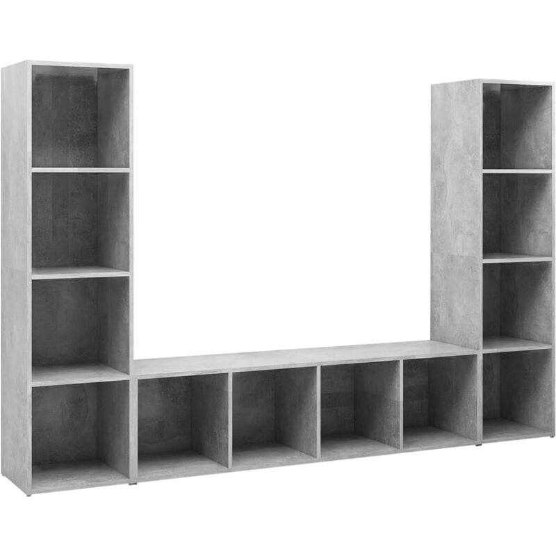 

Muebles para TV 3 uds aglomerado gris hormigón 142,5x35x36,5 cm - Gris - Vidaxl