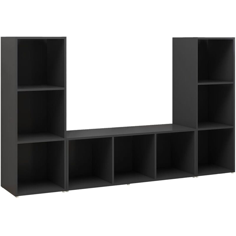 

Muebles para TV 3 uds aglomerado negro 107x35x37 cm - Negro - Vidaxl