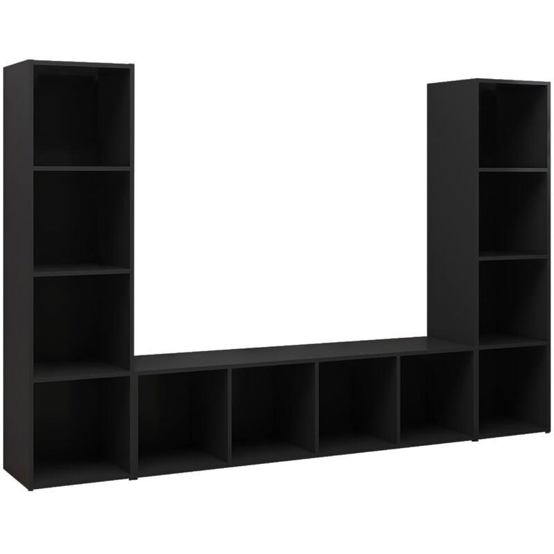

Muebles para TV 3 uds aglomerado negro 142,5x35x36,5 cm - Negro - Vidaxl