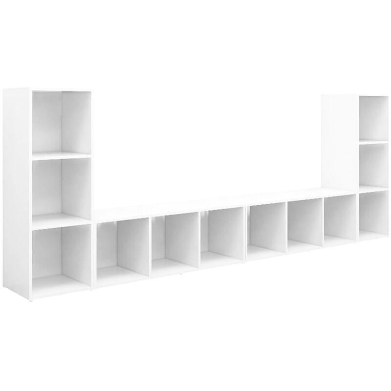 

vidaXL Muebles para TV 4 uds aglomerado blanco 107x35x37 cm - Blanco