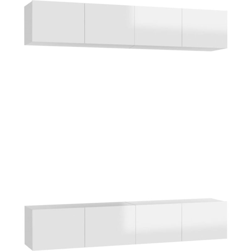 

Muebles para TV 4 uds aglomerado blanco brillante 100x30x30 cm - Blanco - Vidaxl