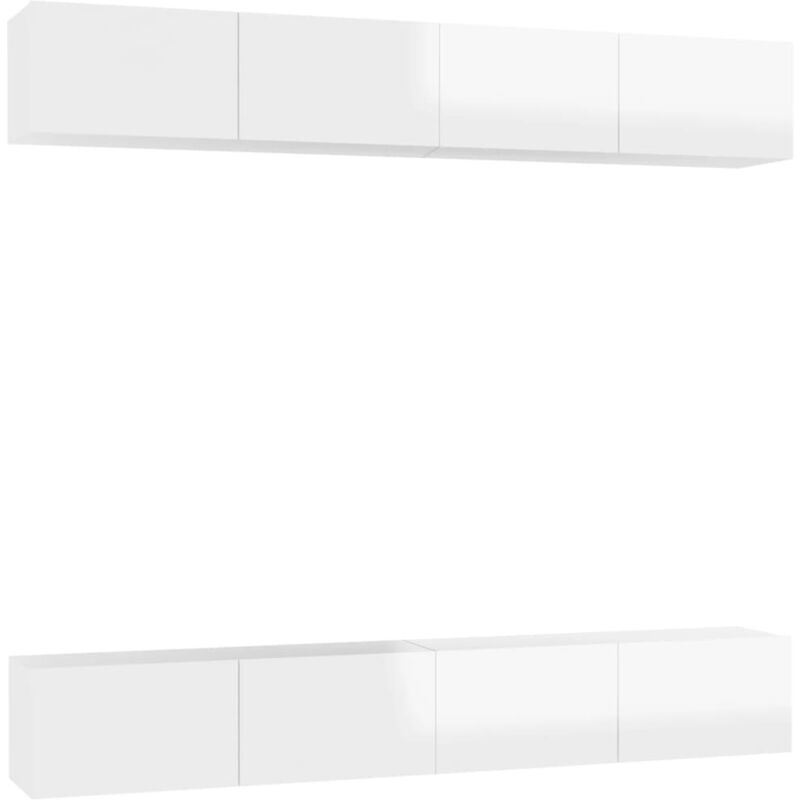 

Muebles para TV 4 uds aglomerado blanco brillante 100x30x30 cm - Blanco - Vidaxl