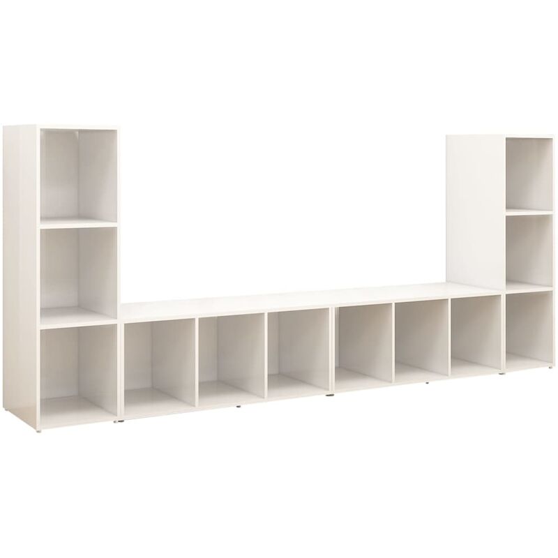 

Muebles para TV 4 uds aglomerado blanco brillante 107x35x37 cm - Blanco - Vidaxl