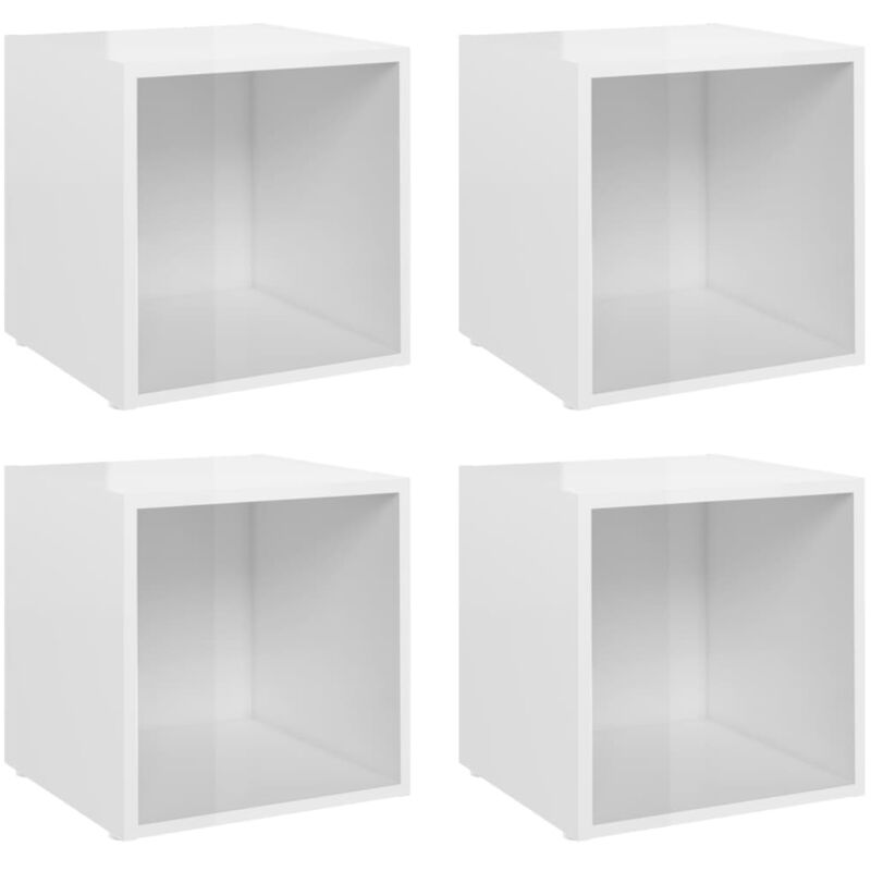 

Muebles para TV 4 uds aglomerado blanco brillante 37x35x37 cm - Blanco - Vidaxl