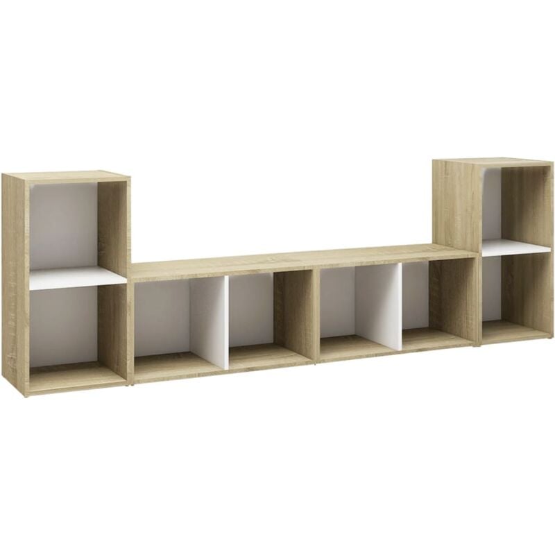 

Vidaxl - Muebles para TV 4 uds aglomerado blanco y Sonoma 107x35x37cm - Blanco