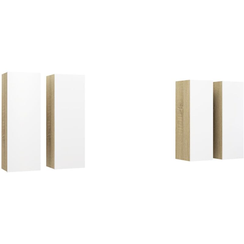 

Muebles para TV 4 uds aglomerado blanco y Sonoma 30,5x30x90cm - Blanco - Vidaxl