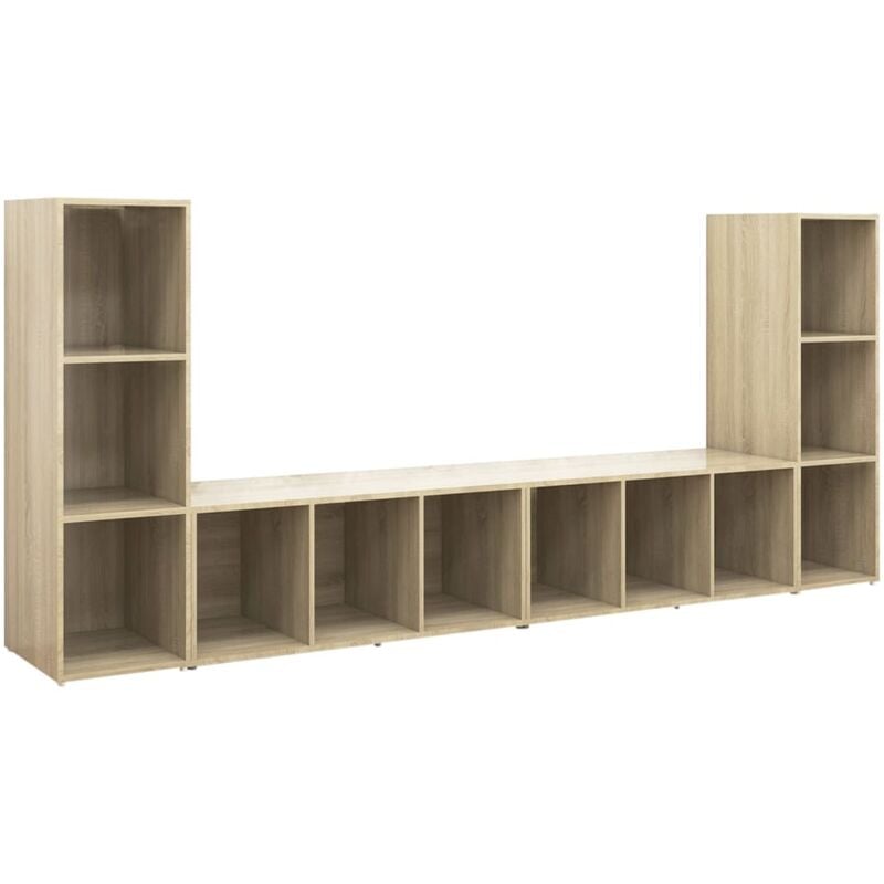 

Muebles para TV 4 uds aglomerado color roble Sonoma 107x35x37cm - Marrón - Vidaxl