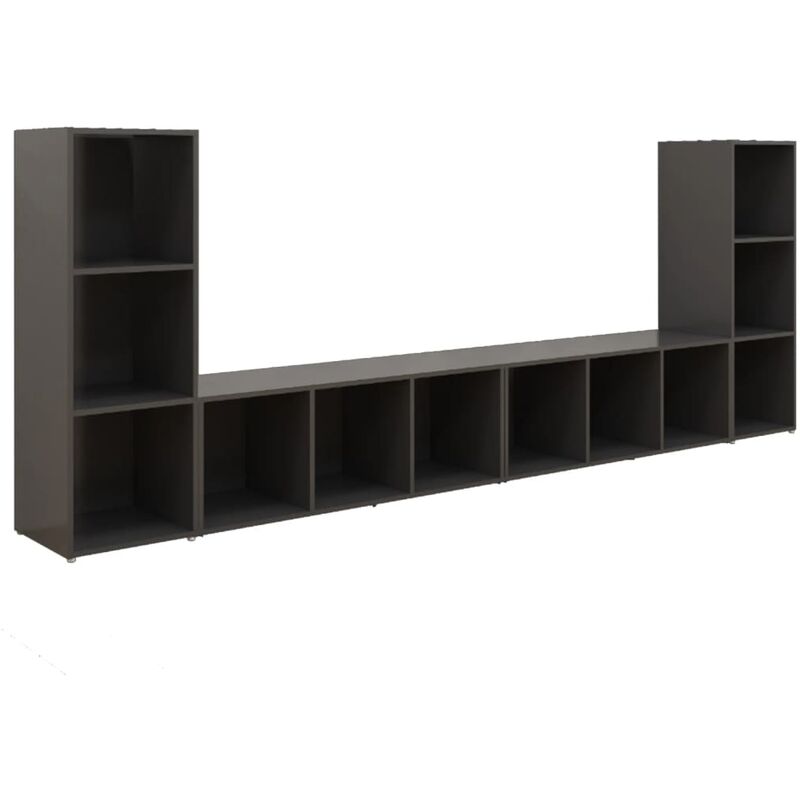 

Muebles para TV 4 uds aglomerado gris 107x35x37 cm - Gris - Vidaxl
